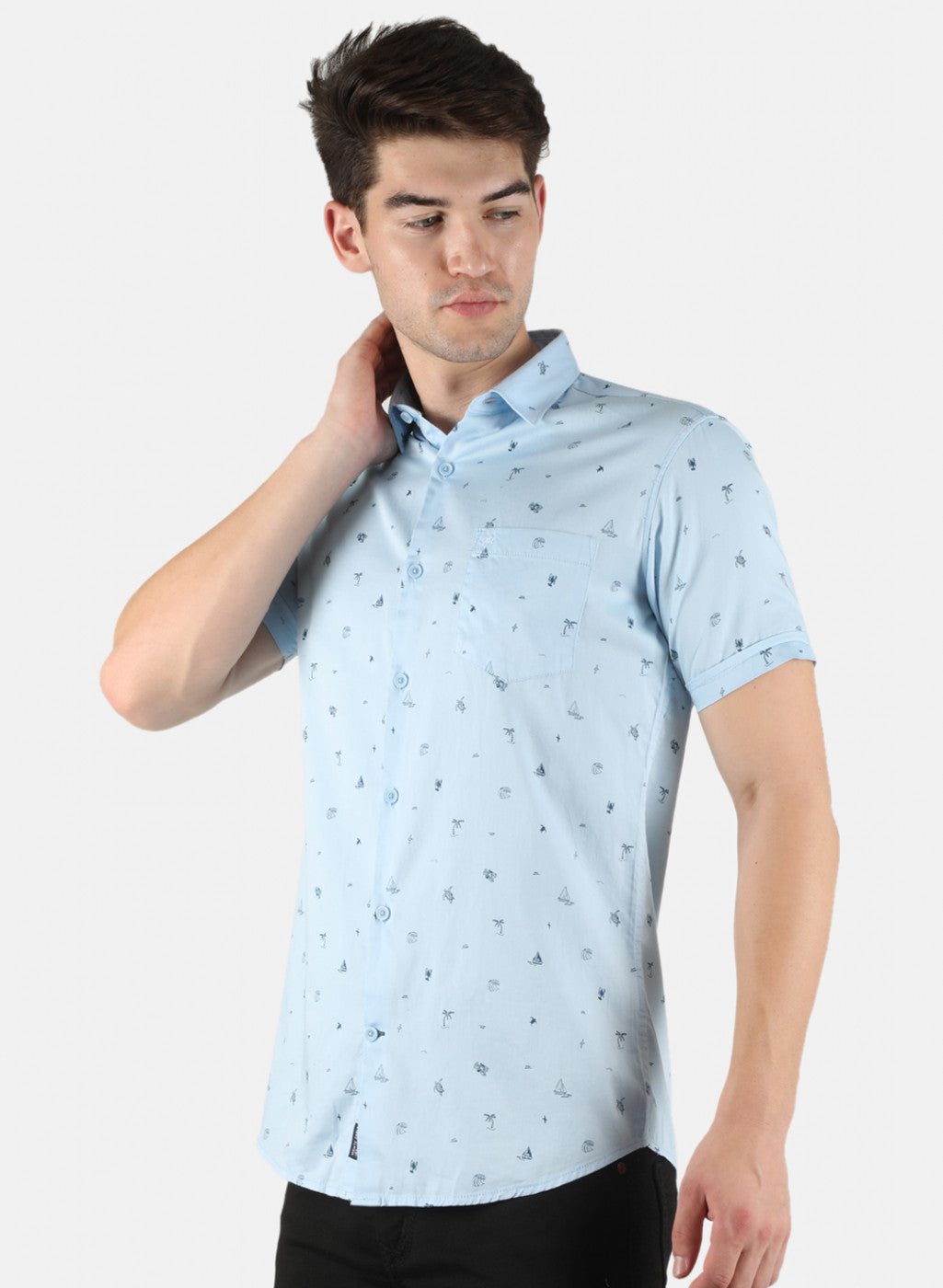 Men Blue Printed Shirt