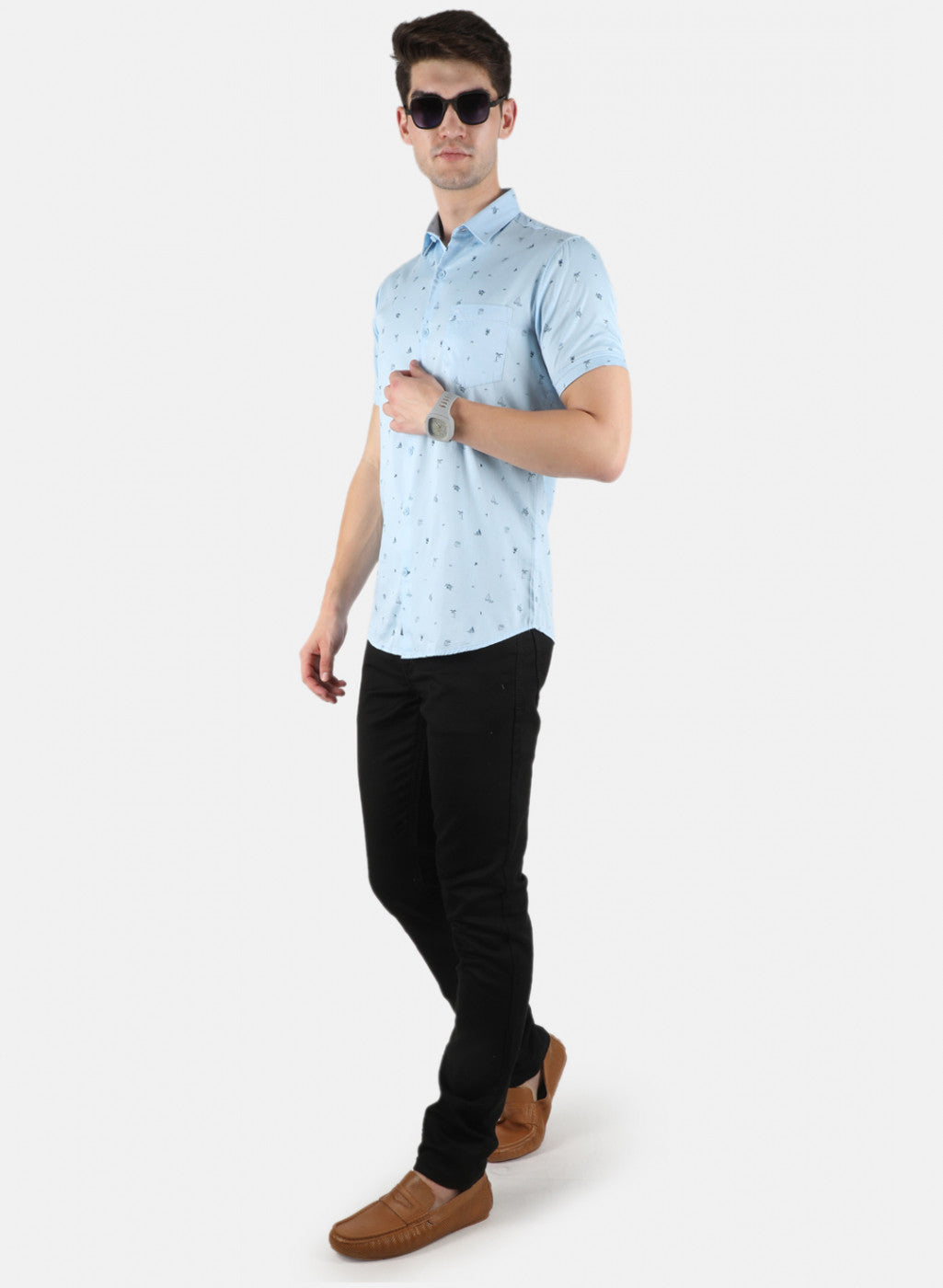 Men Blue Printed Shirt