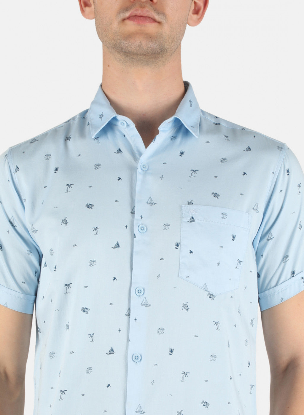 Men Blue Printed Shirt