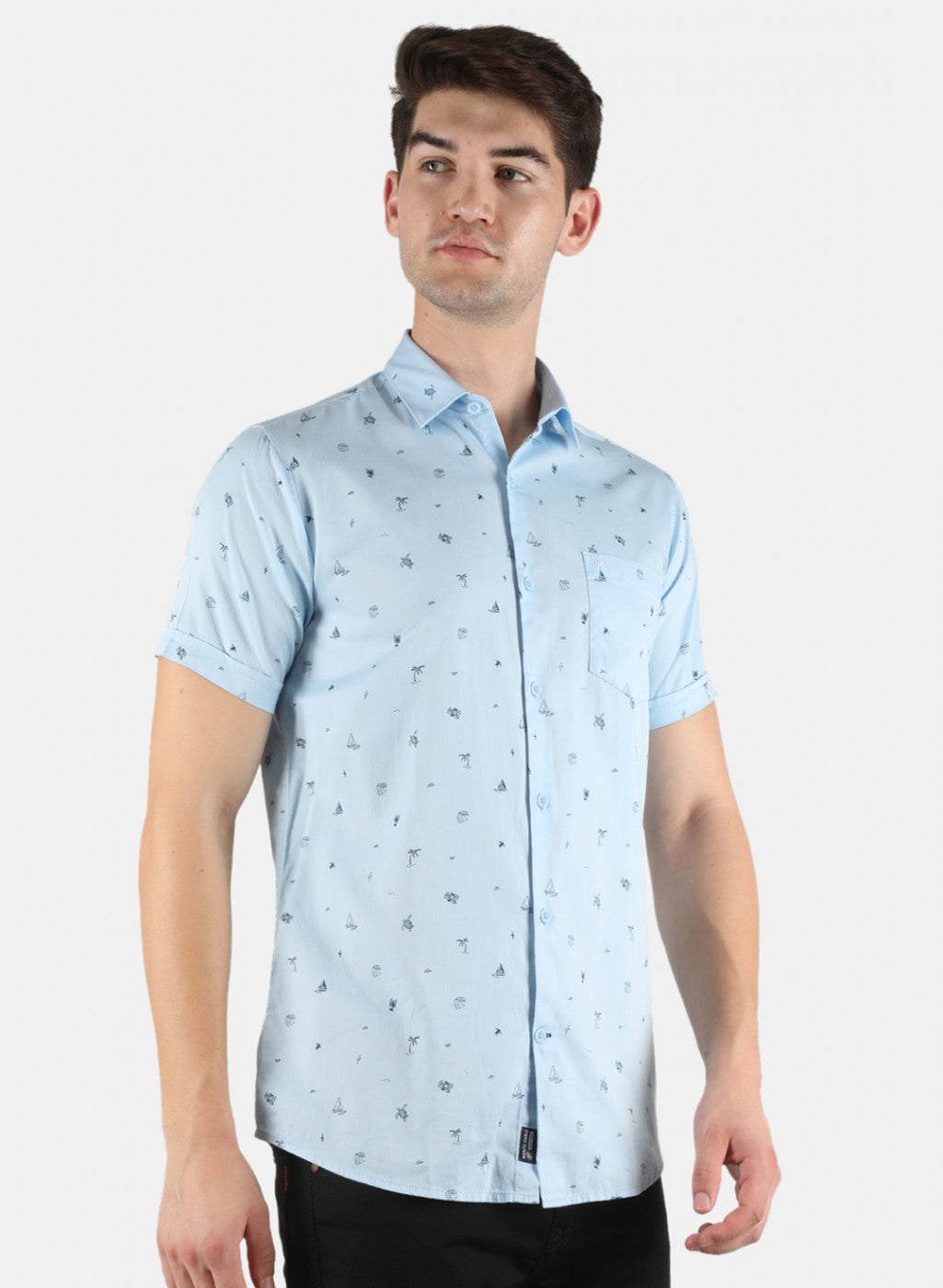 Men Blue Printed Shirt