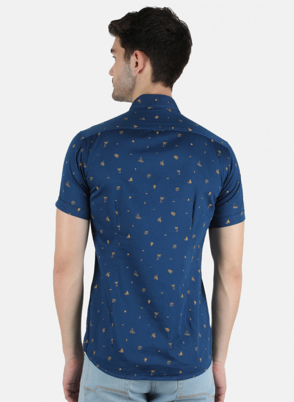 Men NAvy Blue Printed Shirt