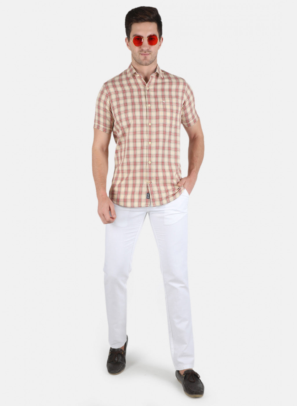 Men Red Check Shirt