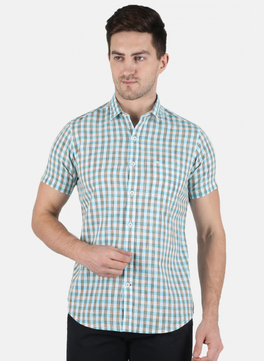 Men Blue Check Shirt