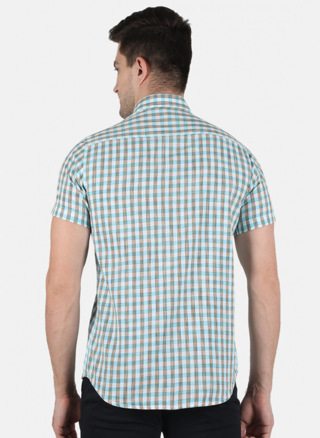 Men Blue Check Shirt