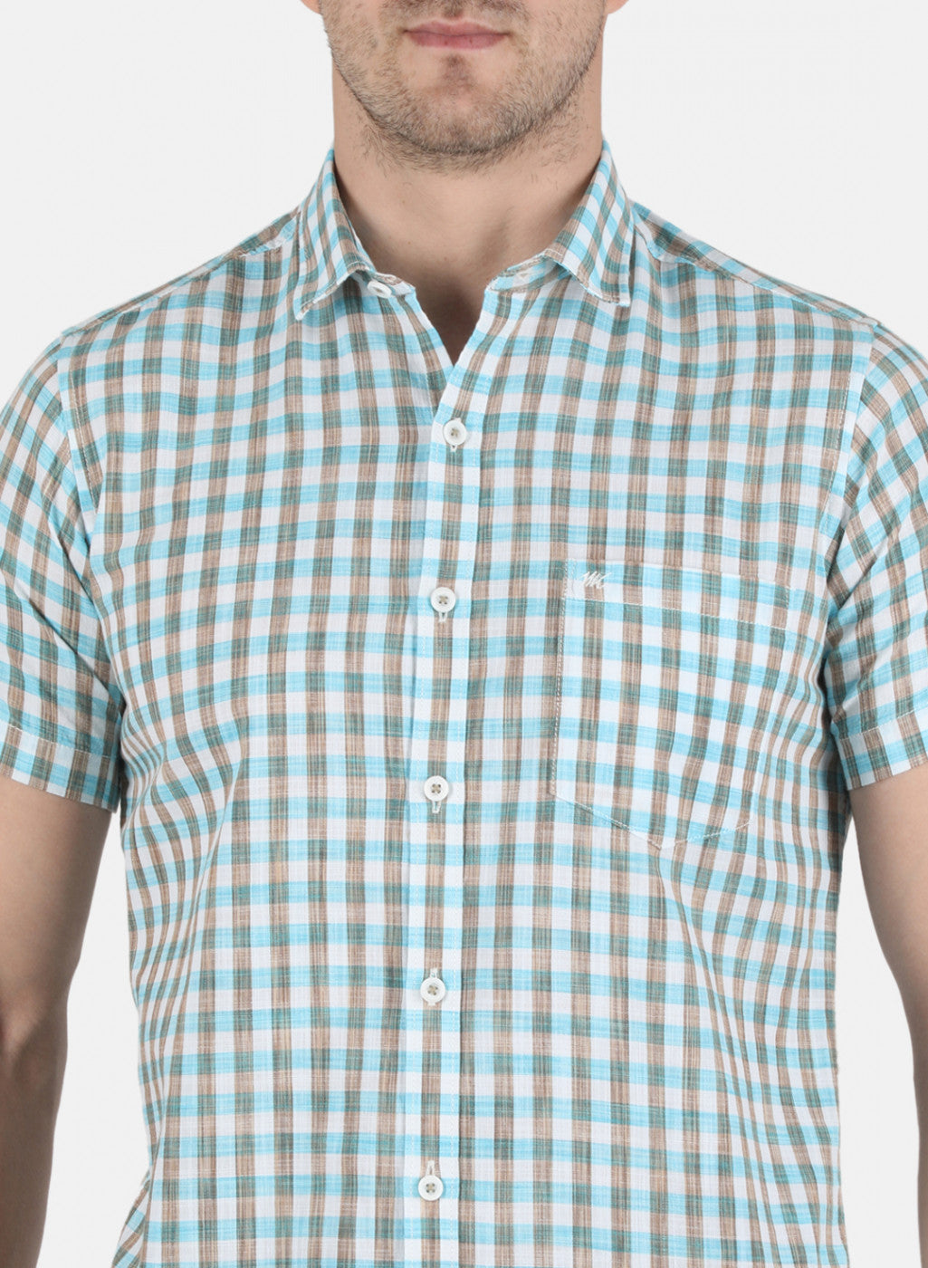 Men Blue Check Shirt