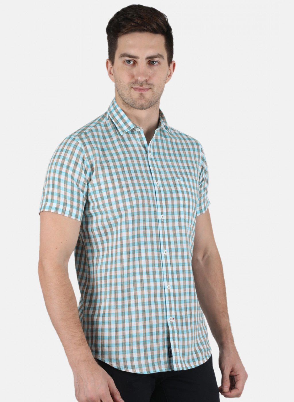 Men Blue Check Shirt