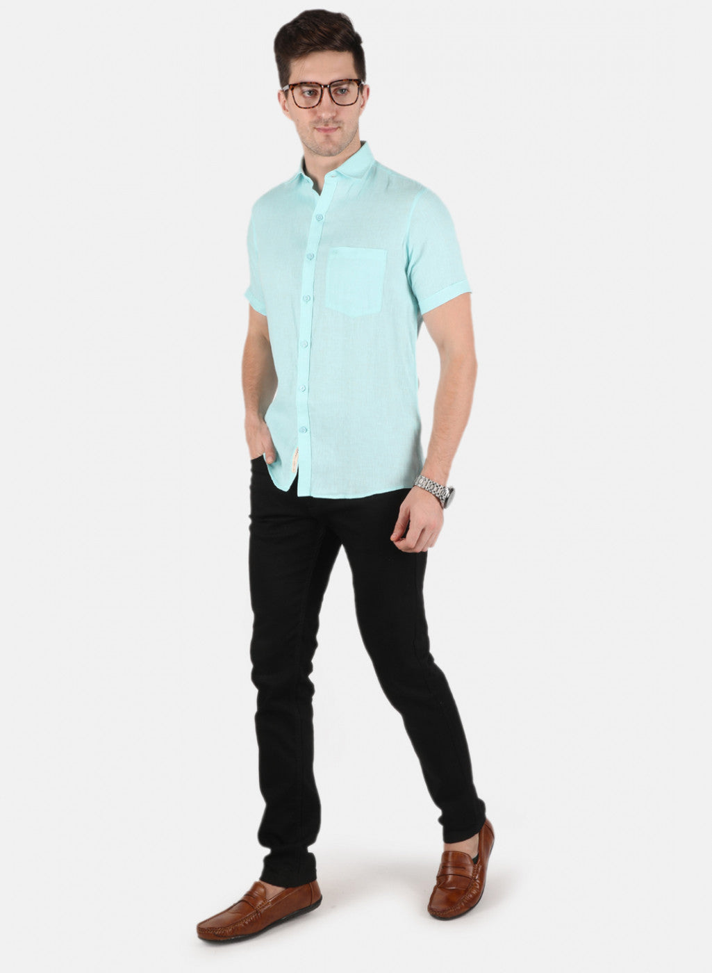 Men Blue Solid Shirt