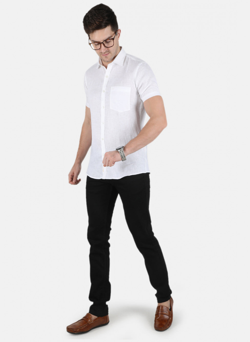 Men White Solid Shirt