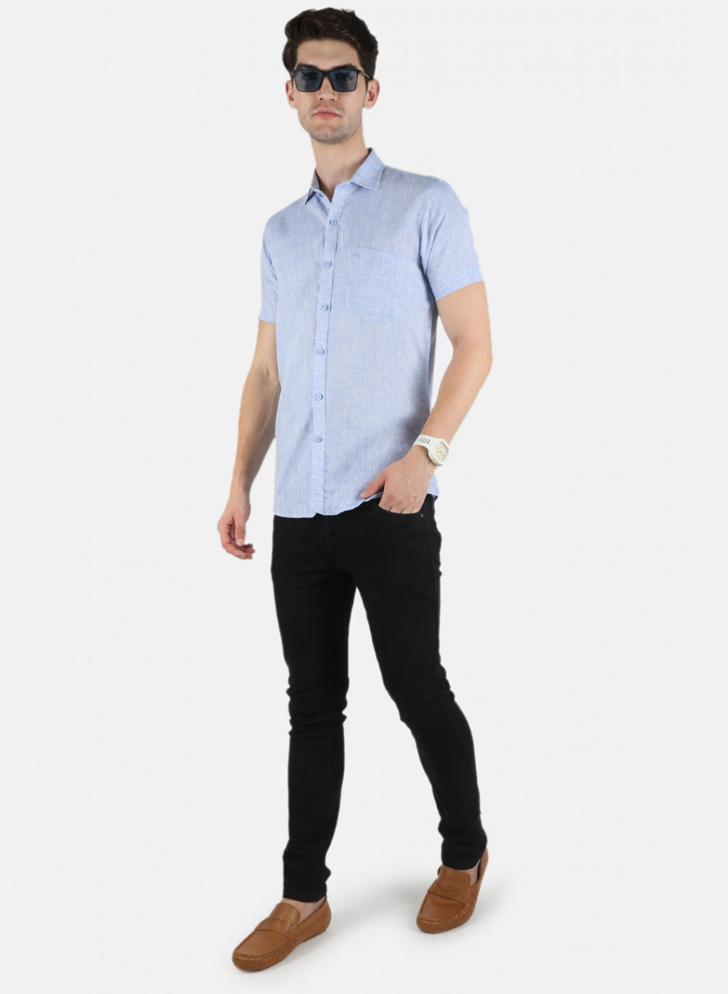 Men Blue Solid Shirt