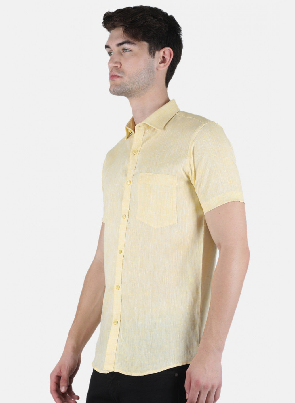 Men Yellow Solid Shirt