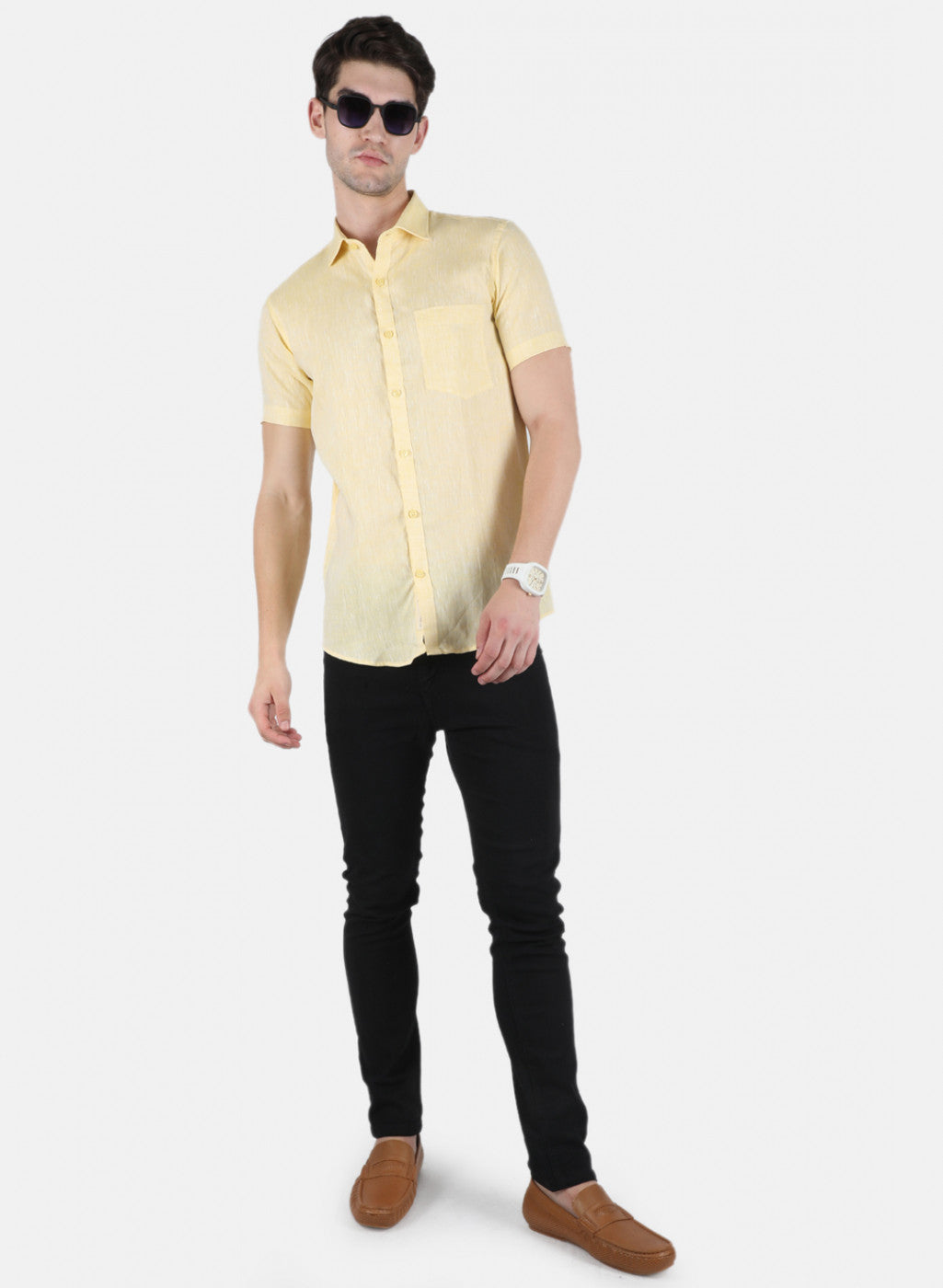 Men Yellow Solid Shirt