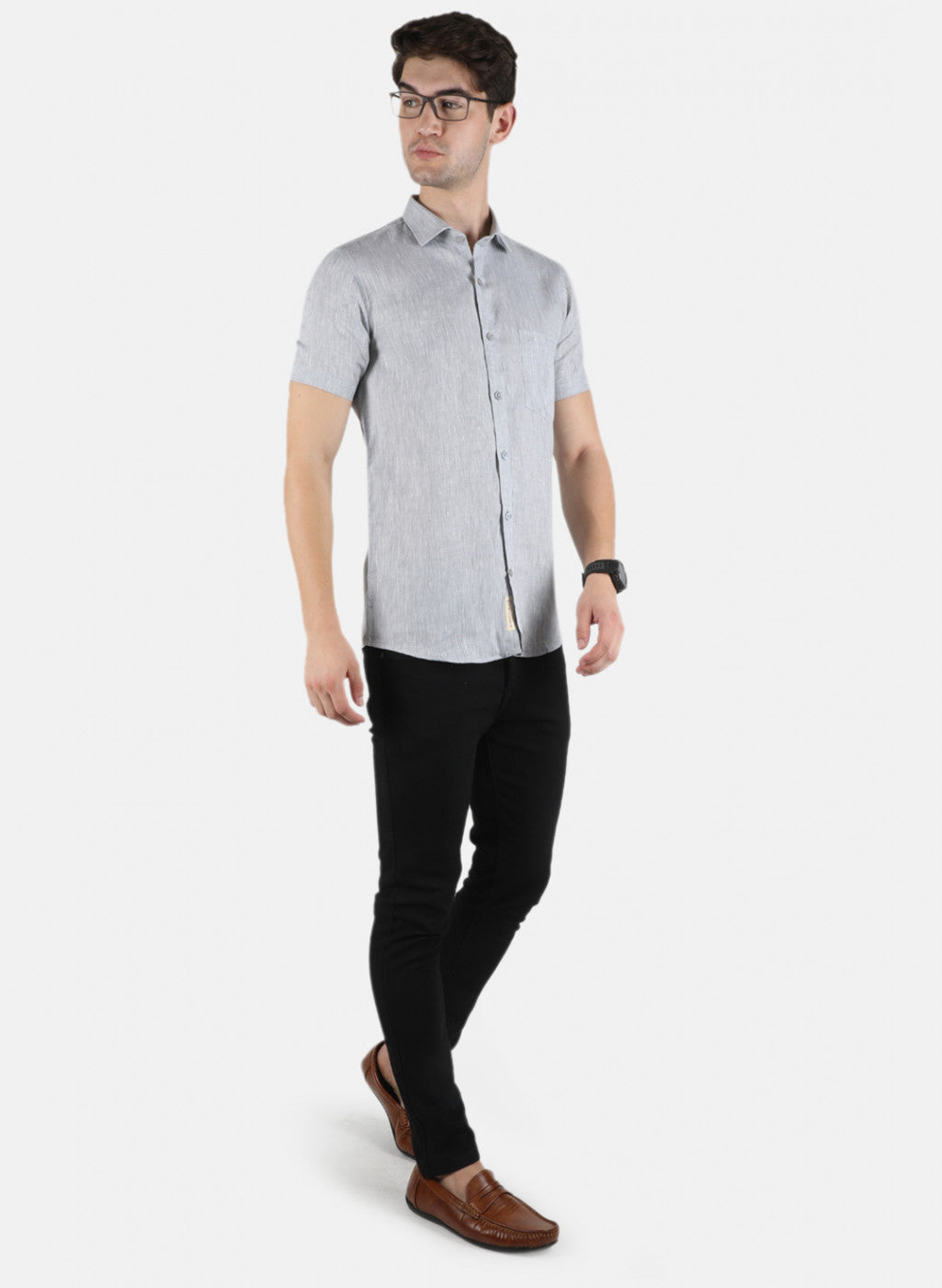 Men Grey Solid Shirt