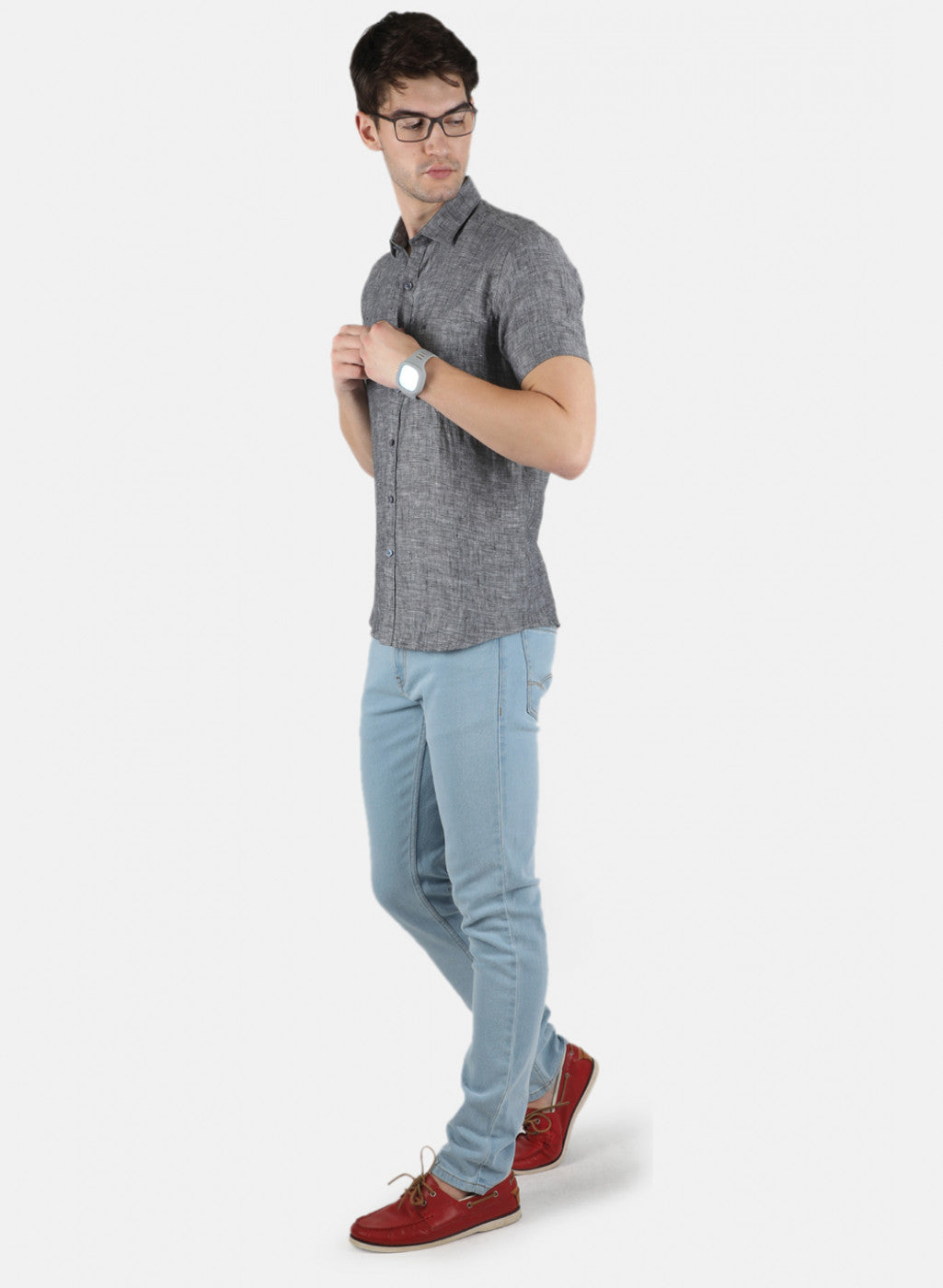 Men Grey Solid Shirt