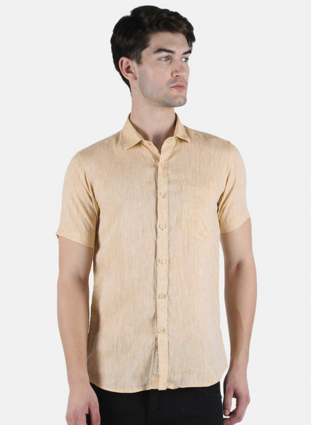 Men Beige Solid Shirt