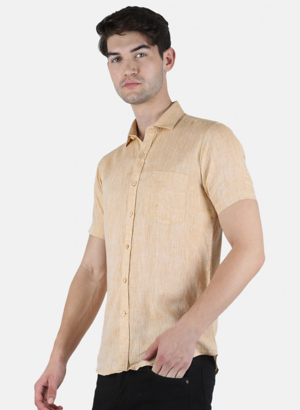 Men Beige Solid Shirt