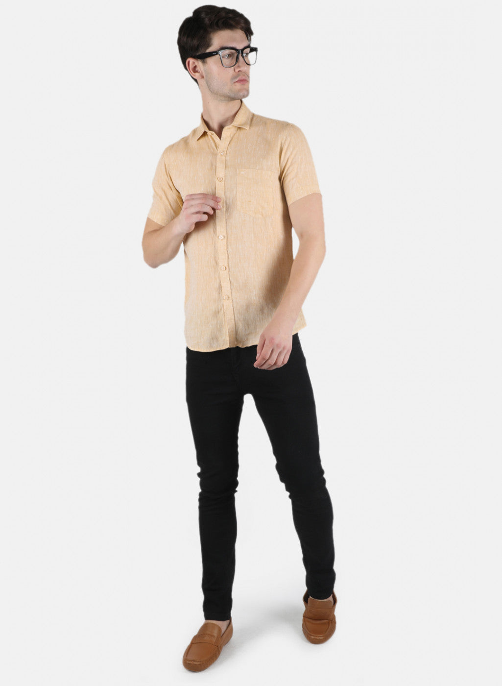 Men Beige Solid Shirt