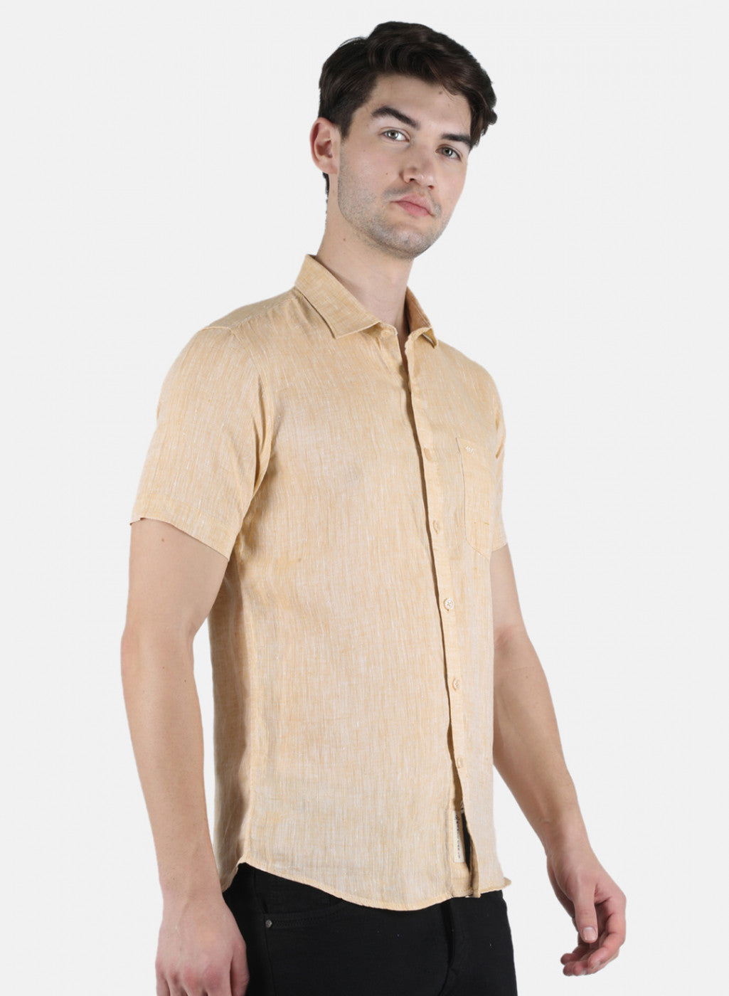 Men Beige Solid Shirt