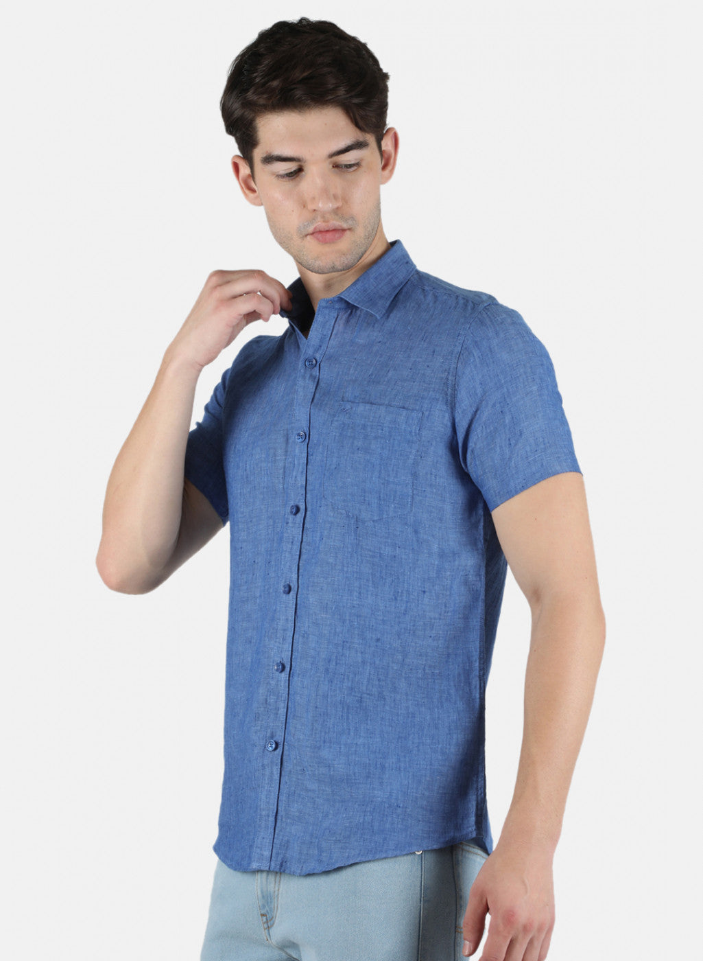 Men NAvy Blue Solid Shirt