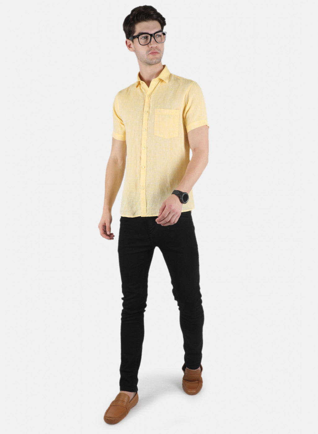 Men Yellow Solid Shirt