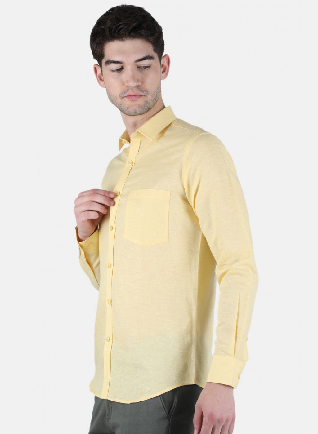 Men Yellow Solid Shirt