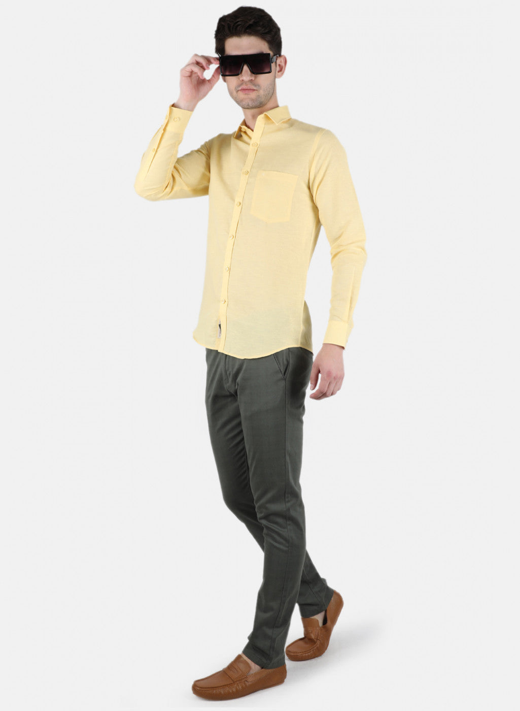 Men Yellow Solid Shirt