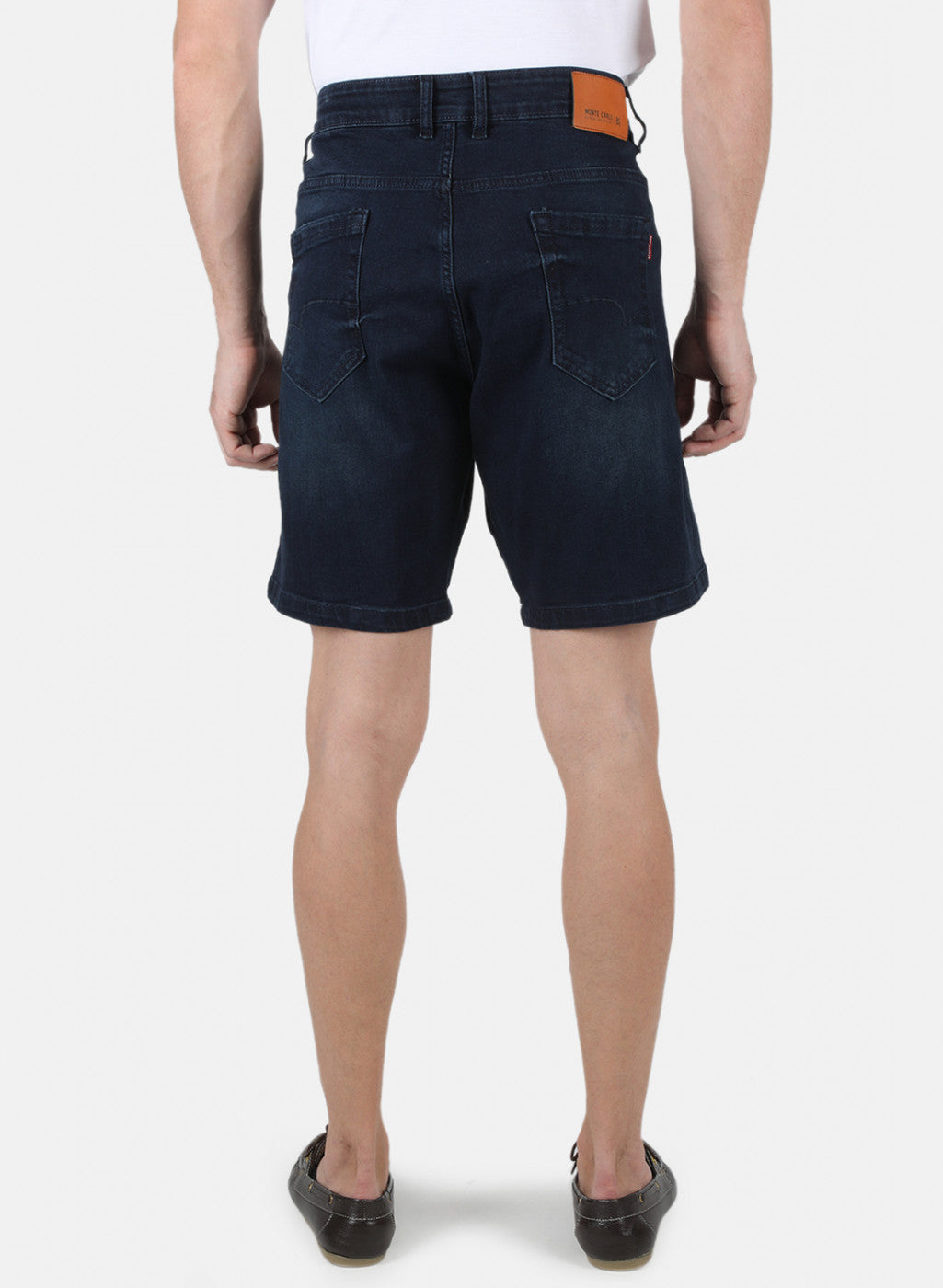 Men Navy Blue Light Wash Short