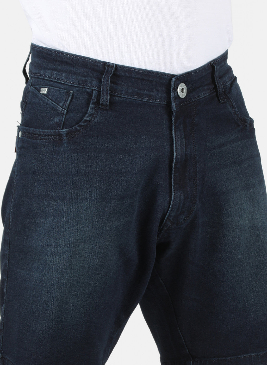 Men Navy Blue Light Wash Short