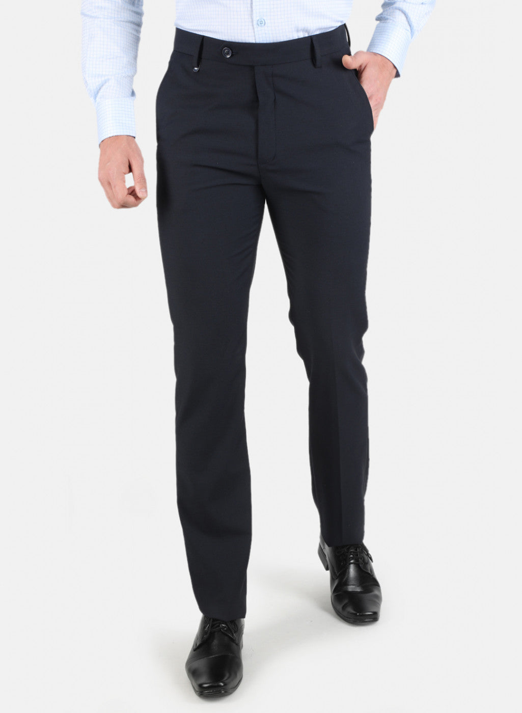 Men Navy Blue Regular Fit Trouser