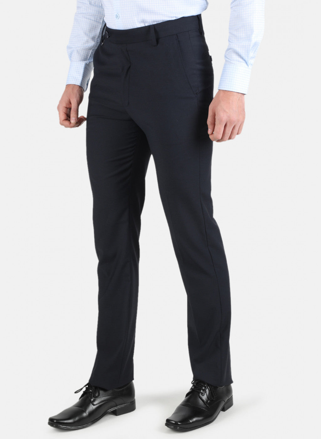 Men Navy Blue Regular Fit Trouser