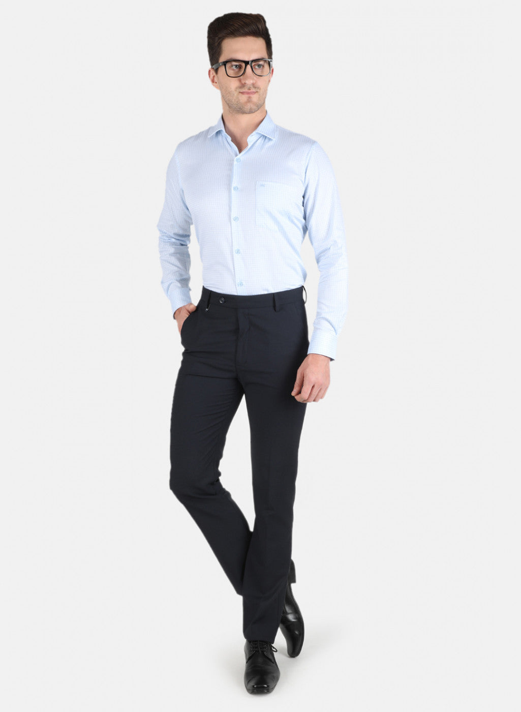 Men Navy Blue Regular Fit Trouser