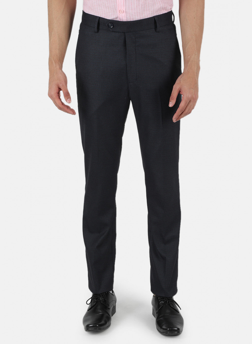 Men Navy Blue Tailor Fit Trouser