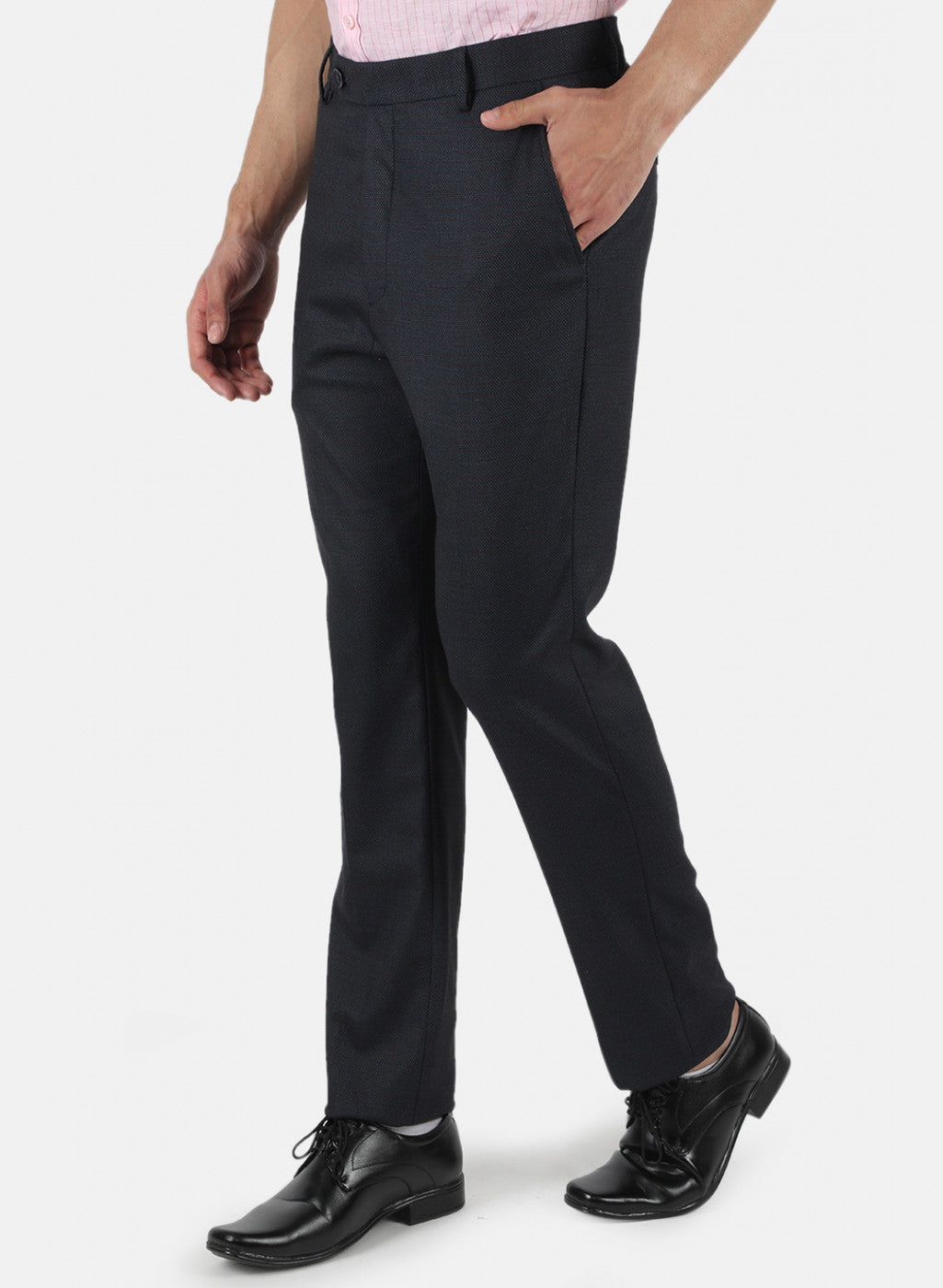 Men Navy Blue Tailor Fit Trouser