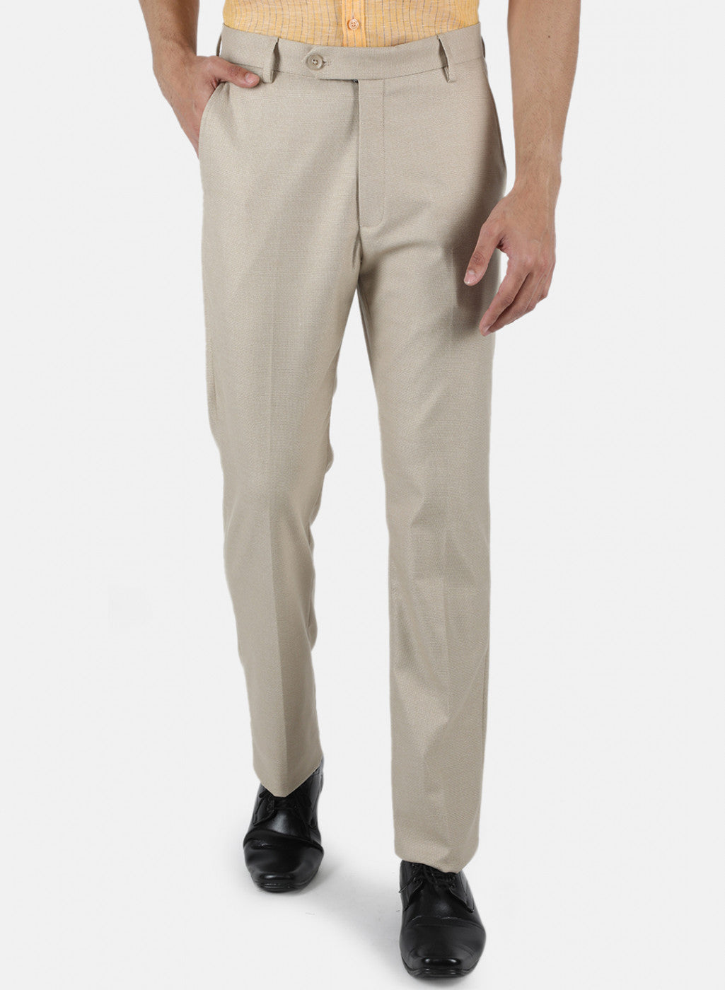 Men Beige Tailor Fit Trouser