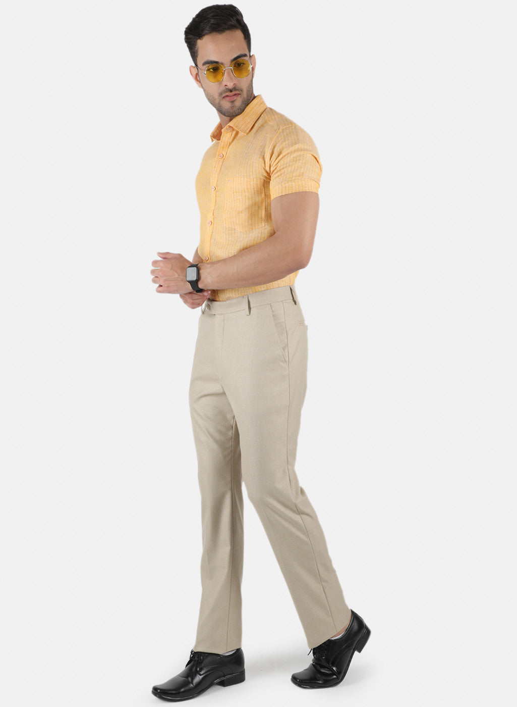 Men Beige Tailor Fit Trouser