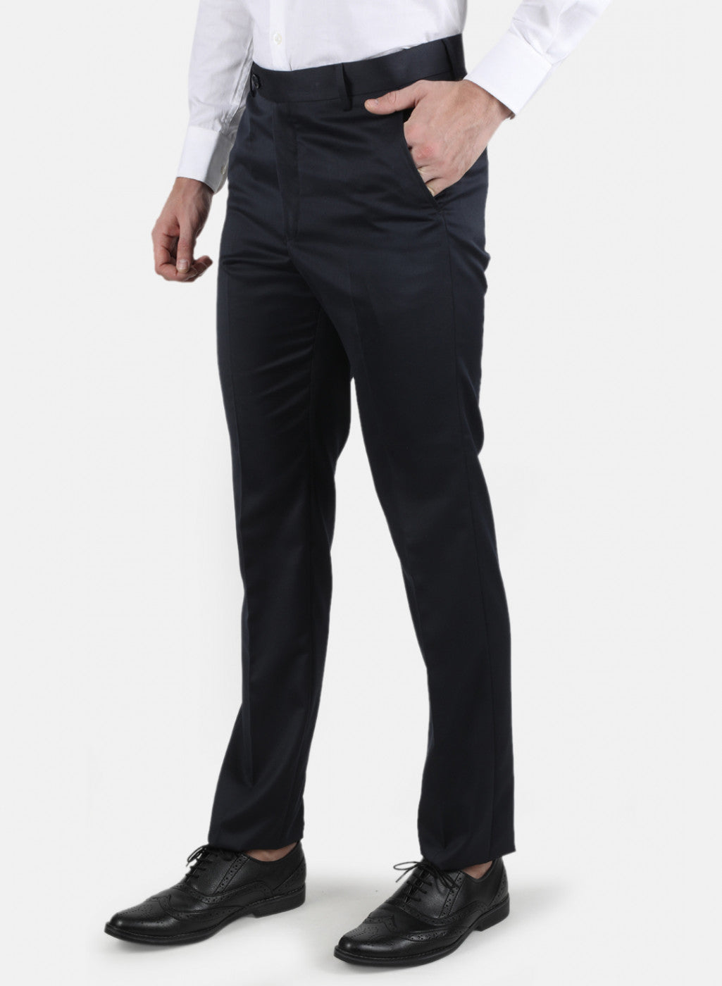 Men Navy Blue Regular Fit Trouser