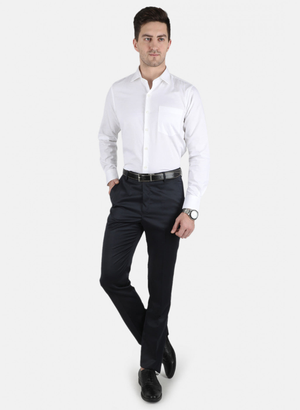 Men Navy Blue Regular Fit Trouser