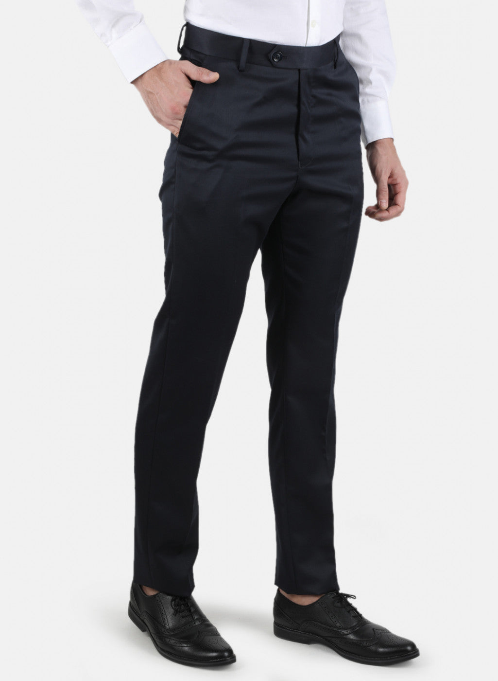 Men Navy Blue Regular Fit Trouser