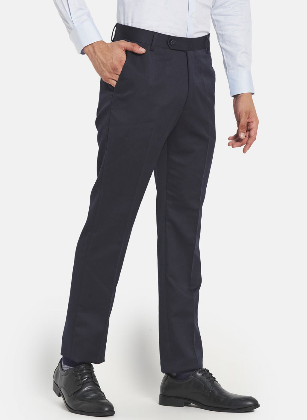 Men Navy Blue Slim Fit Trouser