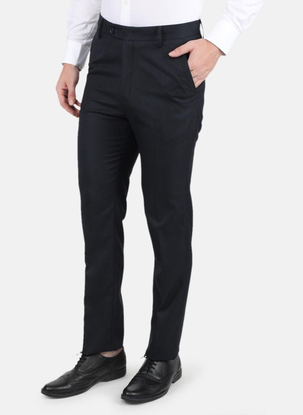 Men Navy Blue Slim Fit Trouser