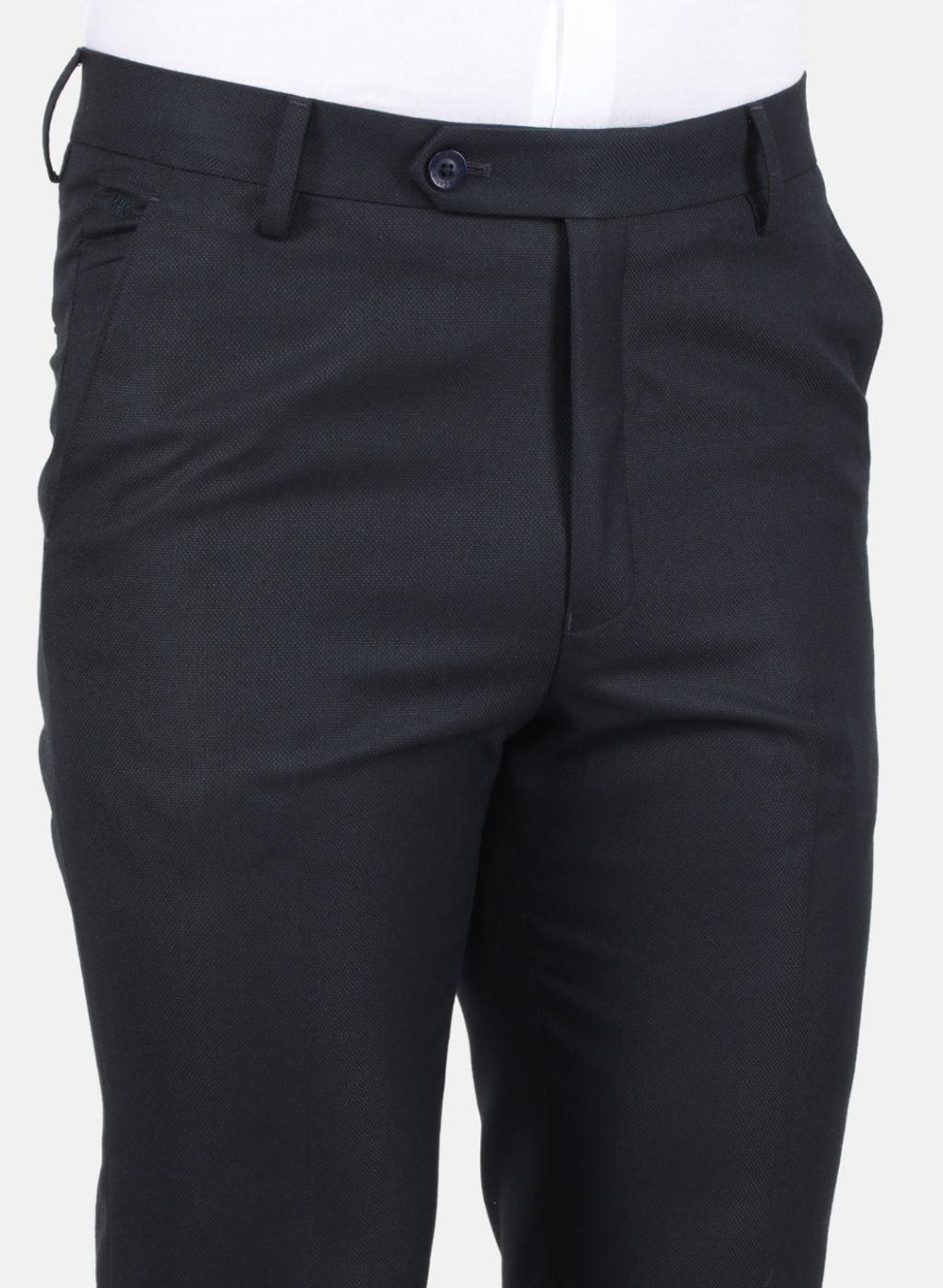 Men Navy Blue Slim Fit Trouser