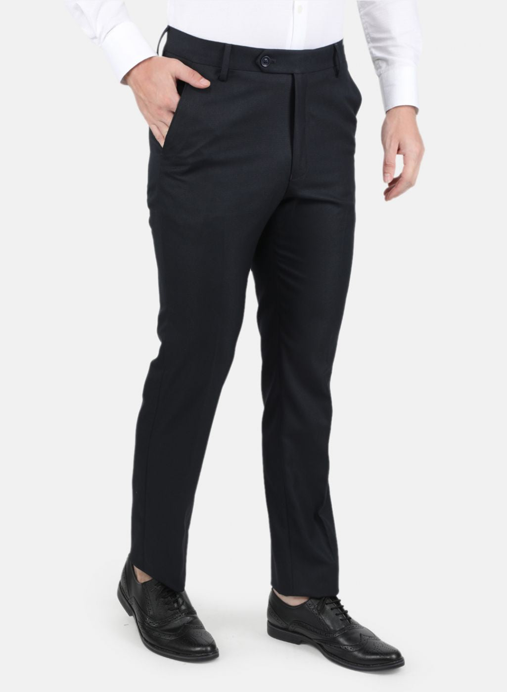 Men Navy Blue Slim Fit Trouser