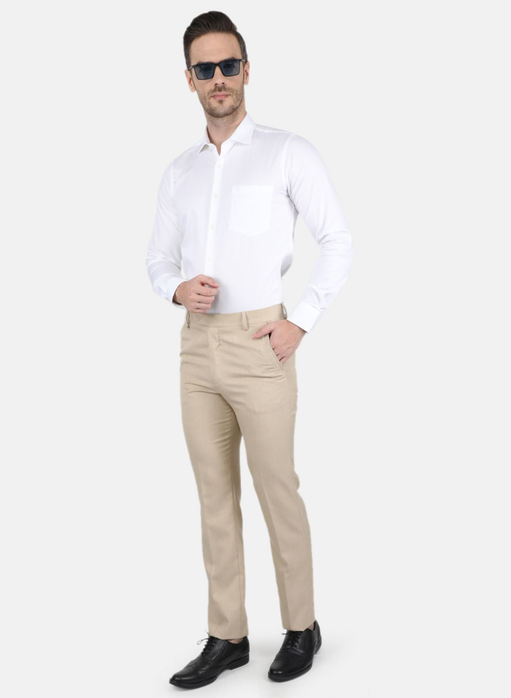 Men Khaki Slim Fit Trouser