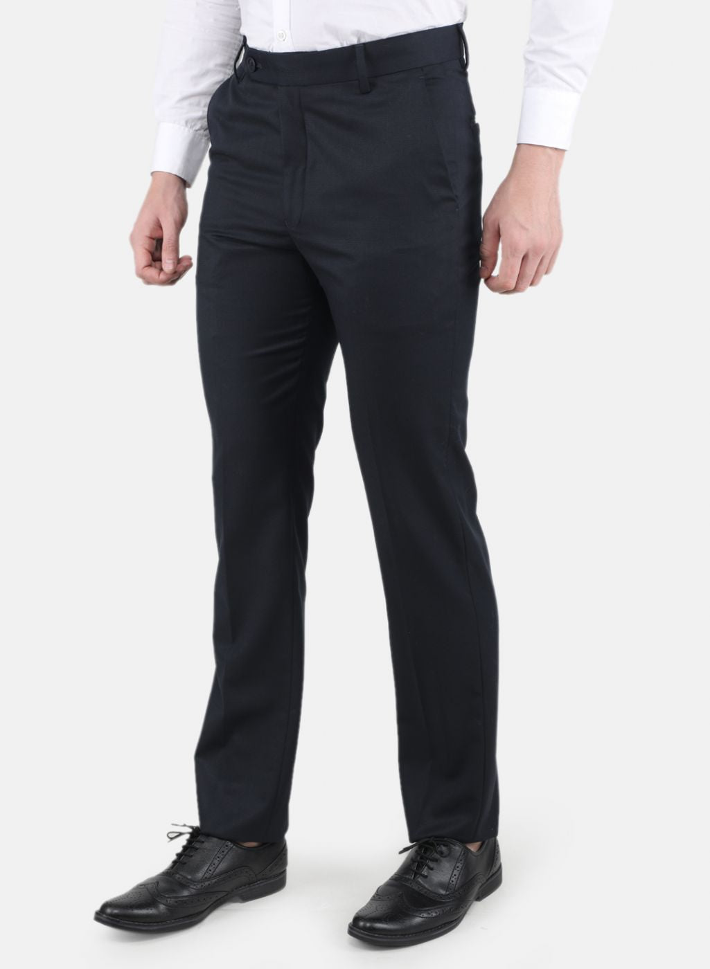 Men Navy Blue Smart Fit Trouser