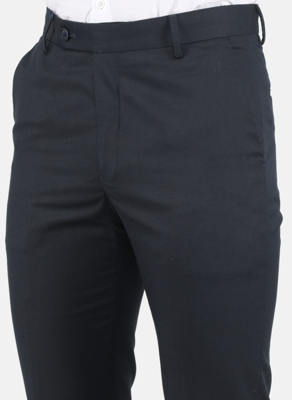 Men Navy Blue Smart Fit Trouser