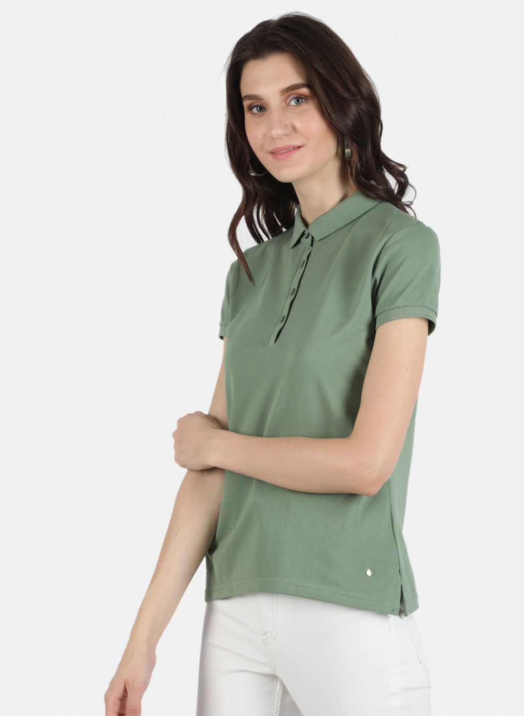 Women Green Plain T-Shirt