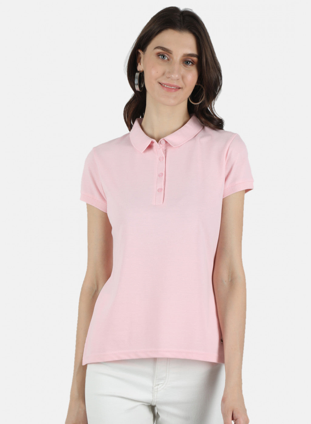 Women Pink Plain T-Shirt