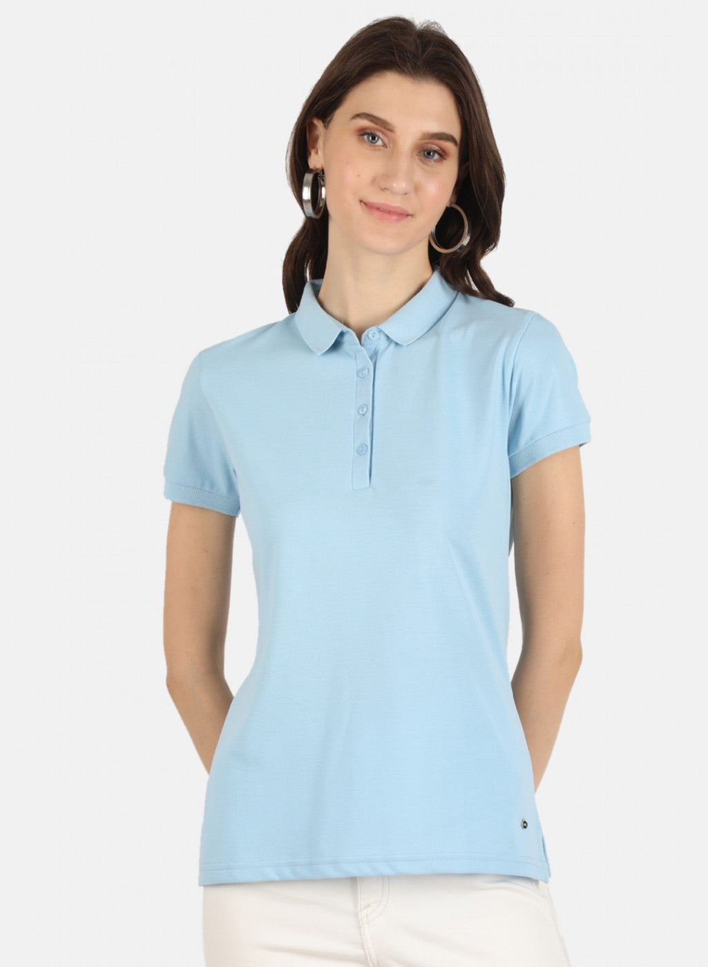 Women Blue Plain T-Shirt