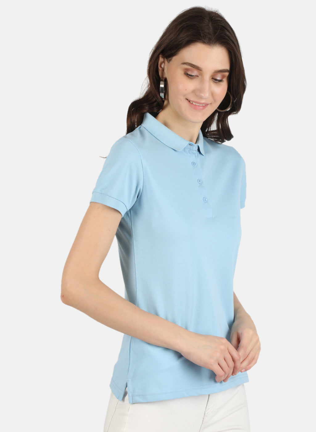 Women Blue Plain T-Shirt