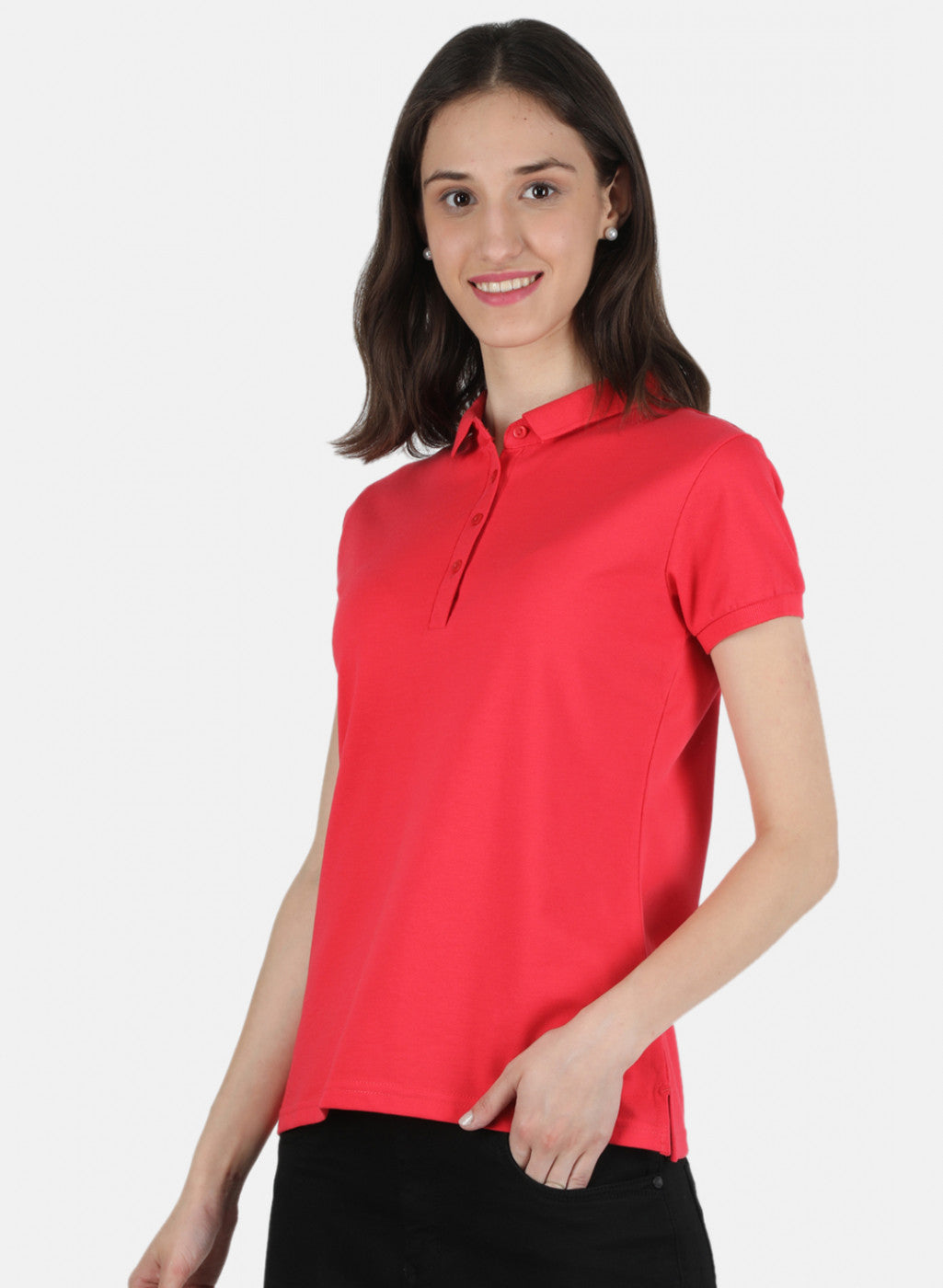 Women Pink Plain T-Shirt