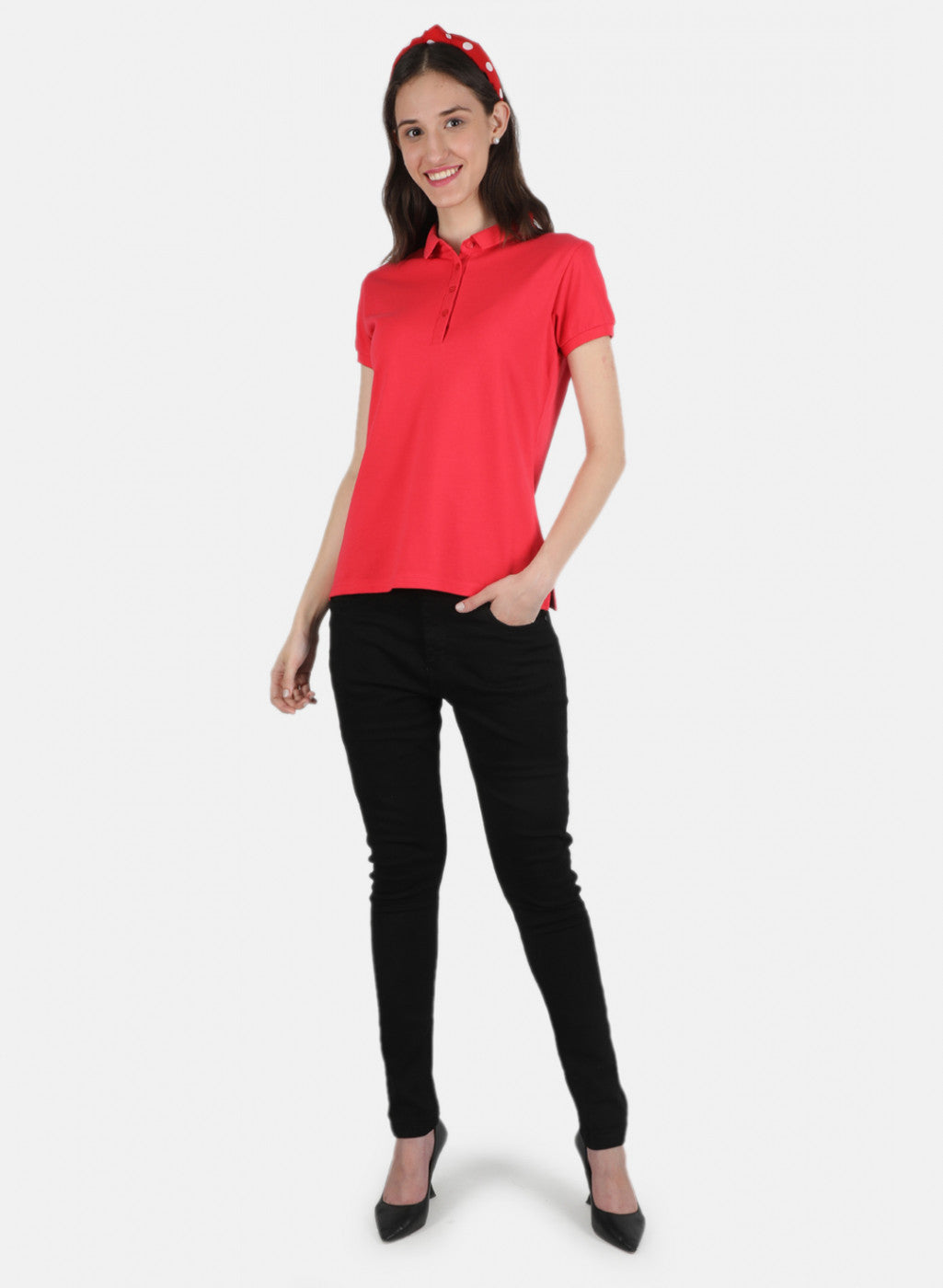 Women Pink Plain T-Shirt